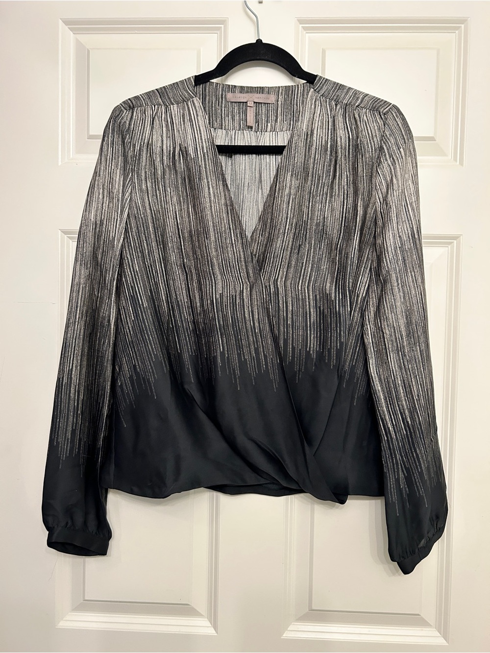 Halston Heritage Silk Wrap Top M